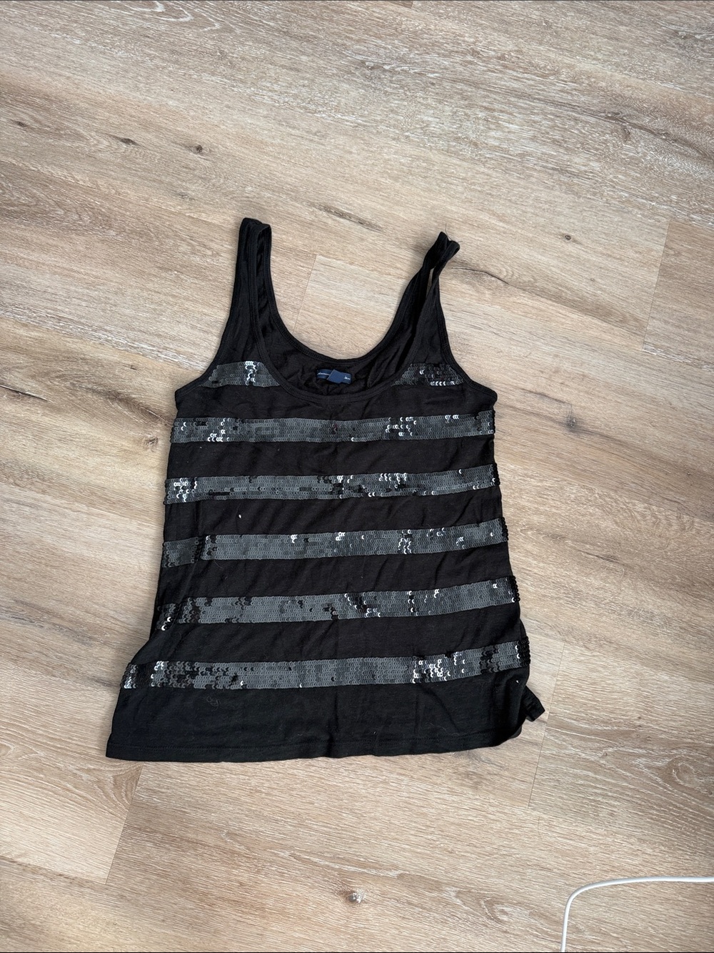 American Eagle Outfitters Black Sequin Stripe Tank